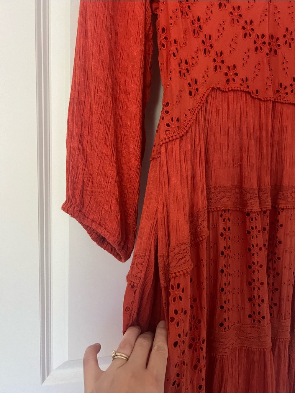 FREE PEOPLE Bohemian Red Tiered Maxi Dress - Picture 3 of 11